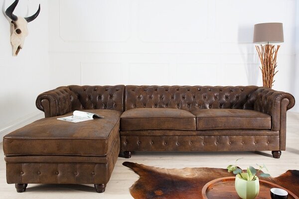 Chesterfield luxusní rohová sedačka Holger levá 280cm