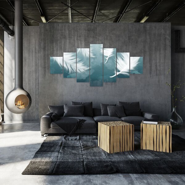 Obraz - Bílá peříčka (210x100 cm)