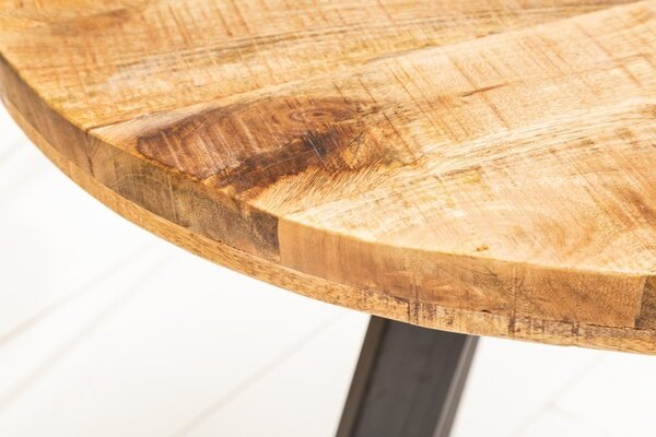 Industriální designový kulatý jídelní stůl Ivar z masivu 80 cm