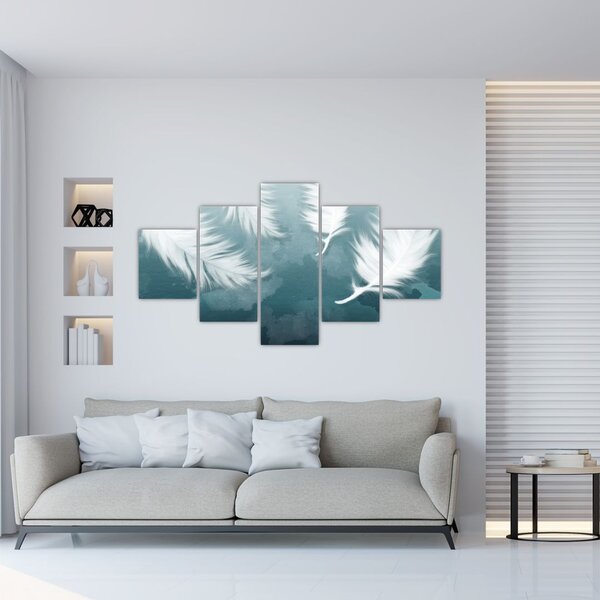 Obraz - Bílá peříčka (125x70 cm)