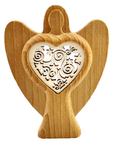 AMADEA Dřevěný anděl s vkladem - ornament, masivní dřevo, výška 10 cm
