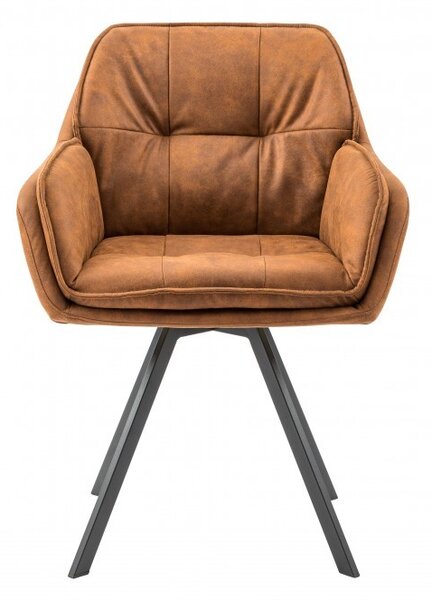 Retro stylové křeslo Odo 85cm hnědé s područkami