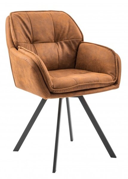 Retro stylové křeslo Odo 85cm hnědé s područkami