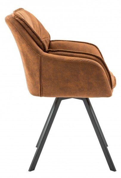 Retro stylové křeslo Odo 85cm hnědé s područkami