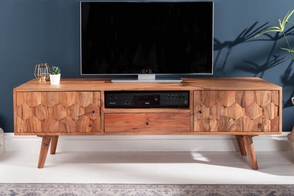 Designový televizní stolek Mozaika akácie z masivu 140cm