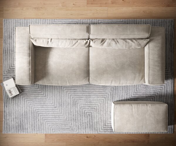 DELIFE Pohovka XL Sirpio 270x130 cm manšestr béžová s taburetem
