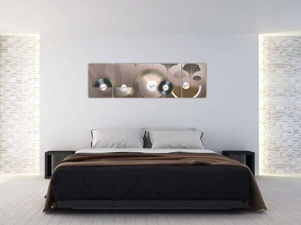 Obraz - Zlatohnědá abstrakce (170x50 cm)