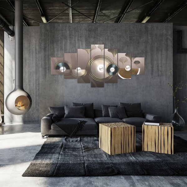 Obraz - Zlatohnědá abstrakce (210x100 cm)