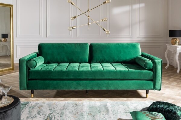 Art-deco designová sedačka Nefertiti 225cm smaragdová