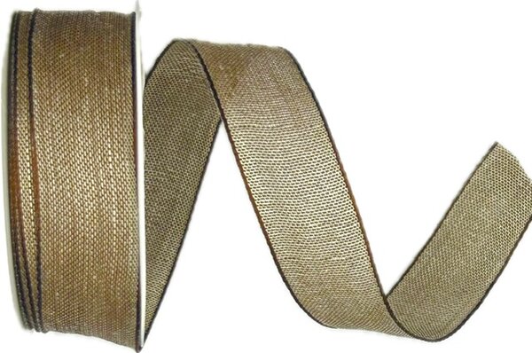 Bavlněná stuha CHANCE NATURAL BROWN hnědá 25mm x 3m (6,-Kč/m)