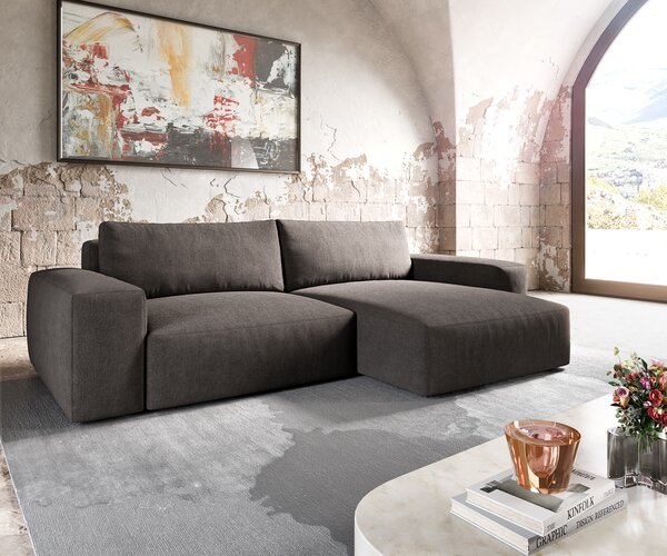 DELIFE Rohová pohovka Lanzo XL 270x180 cm mikrovlákno khaki hnědá variabilní lenoška