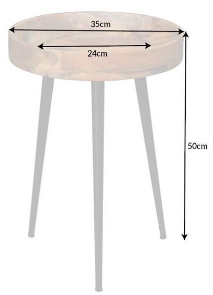 Stylový retro kruhový příruční stolek Tamworth I v hnědé barvě 35cm