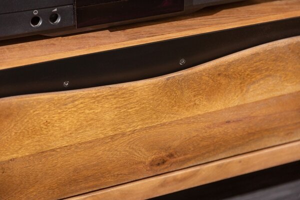 Designový TV stolek s třemi zásuvkami z masivu Mammut hnědý 160cm