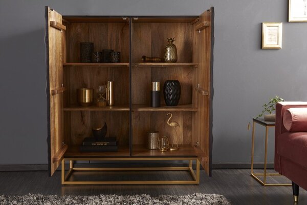 Designová art-deco skříňka Cumbria II z mangového dřeva