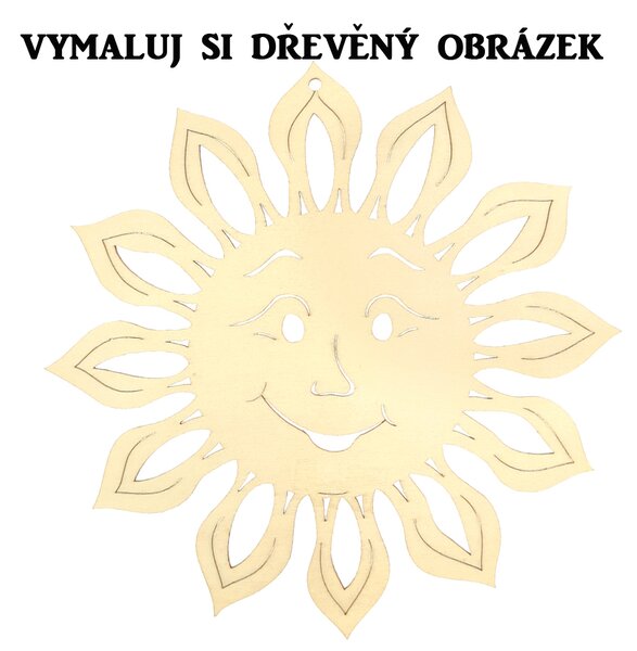 AMADEA Dřevěný obrázek k vymalování slunce 20 cm
