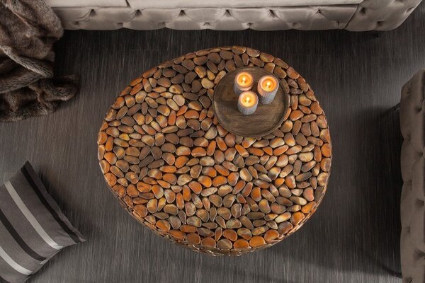 Industriální kulatý konferenční stolek Riverstone z kovu měděné barvy 72 cm
