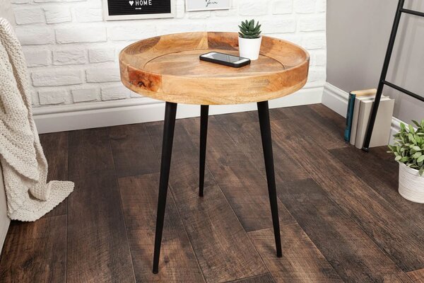 Stylový retro kruhový příruční stolek Tamworth I v hnědé barvě 45cm