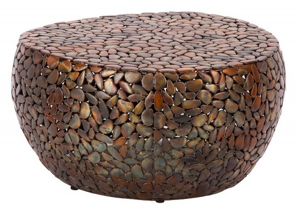 Industriální kulatý konferenční stolek Riverstone z kovu měděné barvy 72 cm