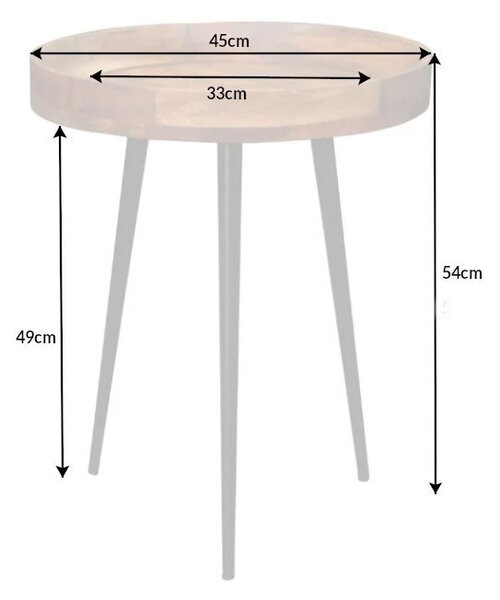 Stylový retro kruhový příruční stolek Tamworth I v hnědé barvě 45cm