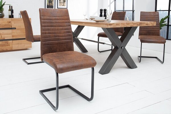 Designová industriální jídelní židle Gristol hnědá