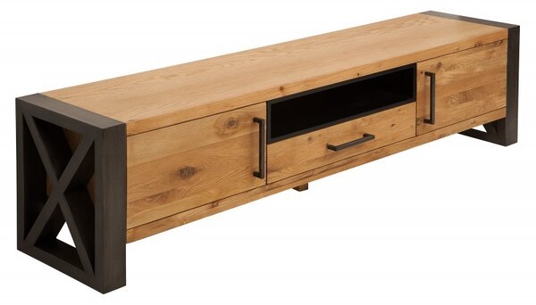 Industriální stylový TV stolek Adin z masivu 200cm