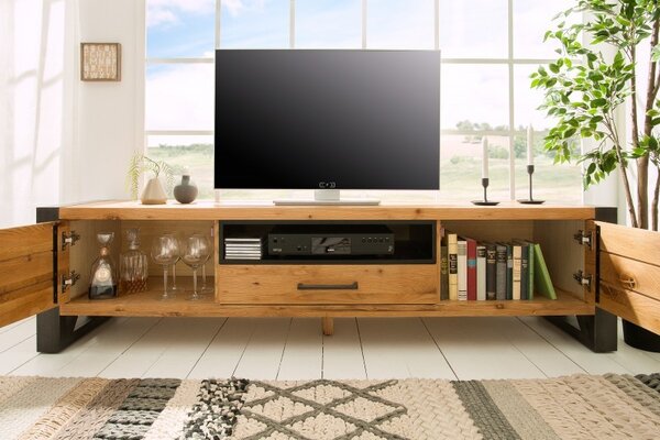 Industriální stylový TV stolek Adin z masivu 200cm