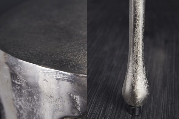 Art-deco jedinečný příruční stolek Bellair ve stříbrné barvě kulatého tvaru 37cm