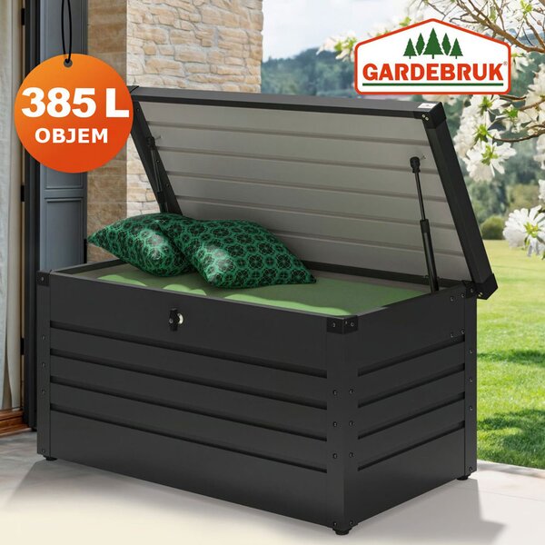 Kovový úložný box METALBOX, 385L, 120×62×63 cm, antracitová Gardebruk