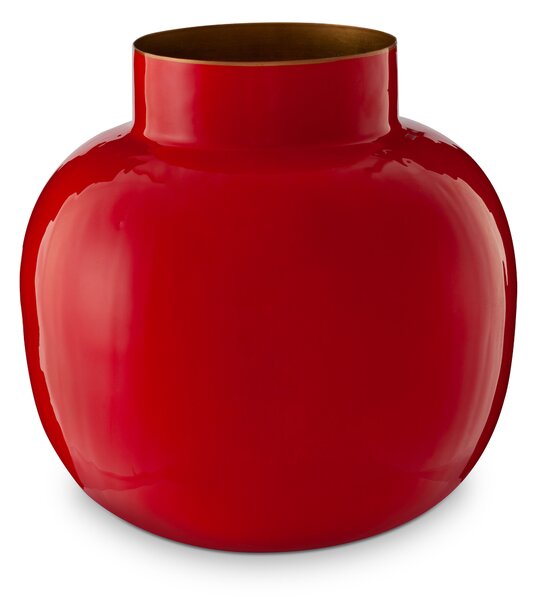 Pip Studio kovová váza červená, 25cm, ovál (Oválná váza Metal, červená)