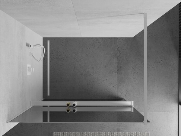 Mexen Kioto+, sprchová zástěna Walk-In s poličkou a věšákem 70 x 200 cm, 8mm sklo vzor zrcadlo, bílý profil, 800-070-121-20-50
