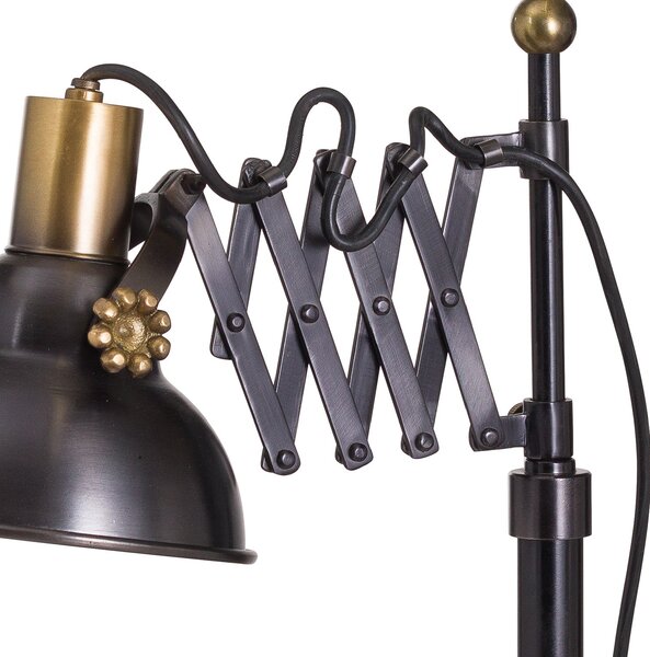 Industriální černá kovová pracovní lampa Estrada s mosaznými prvky 49cm
