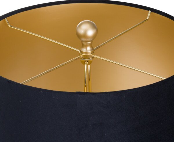 Art-deco lampa Alminar II se zlatým reliéfním podstavcem a černým sametovým stínítkem 62cm