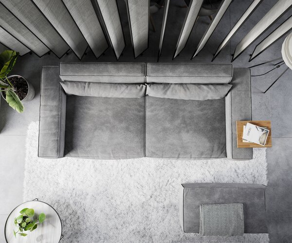 DELIFE Pohovka XL Sirpio 270x130 cm mikrovlákno taupe s taburetem