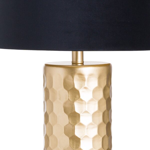 Art-deco lampa Alminar II se zlatým reliéfním podstavcem a černým sametovým stínítkem 62cm