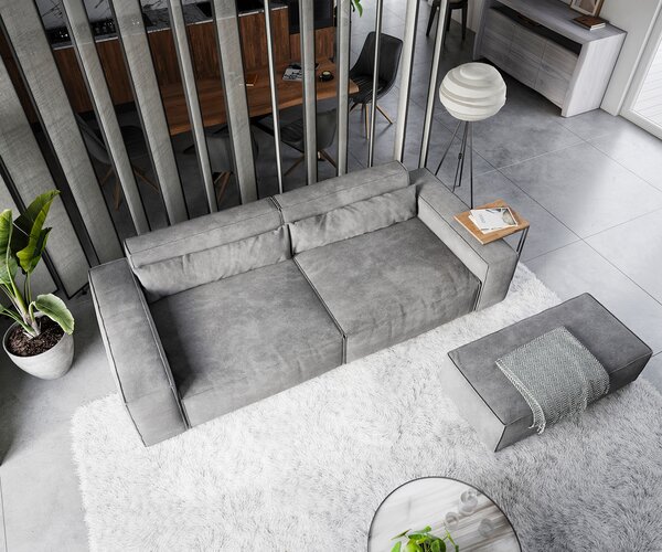 DELIFE Pohovka XL Sirpio 270x130 cm mikrovlákno taupe s taburetem