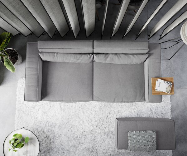 DELIFE Pohovka XL Sirpio 270x130 cm mikrovlákno šedá s taburetem