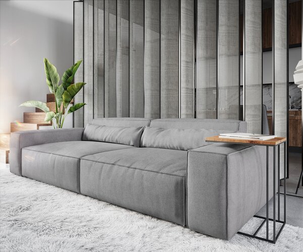 DELIFE Pohovka XL Sirpio 270x130 cm mikrovlákno šedá s taburetem