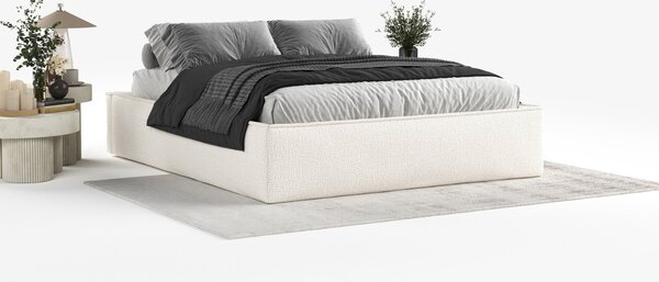 Maison de Rêve Světle béžová čalouněná dvoulůžková postel ALVAR L 140 x 200 cm s úložným prostorem