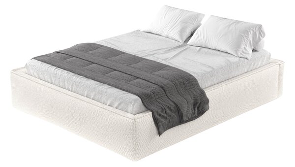 Maison de Rêve Světle béžová čalouněná dvoulůžková postel ALVAR L 140 x 200 cm s úložným prostorem
