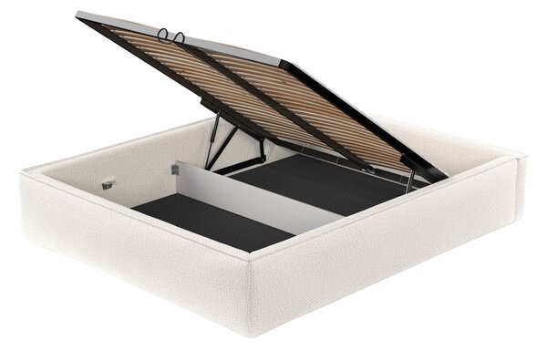 Maison de Rêve Světle béžová čalouněná dvoulůžková postel ALVAR L 140 x 200 cm s úložným prostorem