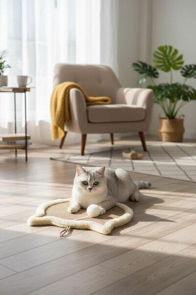 Škrábadlo pro kočičky Kendy (krémová). Akce -30%