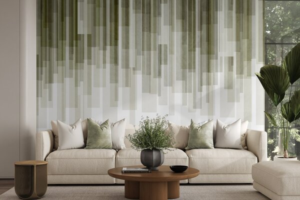 Fototapety Texturované svislé obdélníky s proměnlivou průhledností a v různých odstínech zelené,, Fototapety abstraktní, w09889 : uwalls.cz
