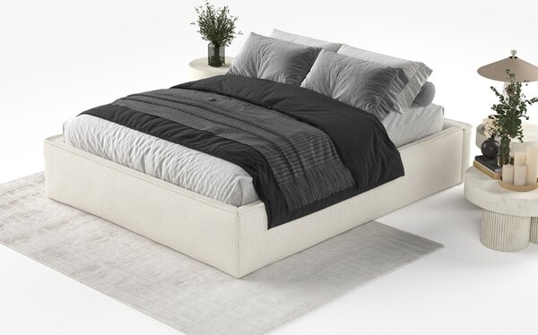 Maison de Rêve Béžová čalouněná dvoulůžková postel ALVAR L 160 x 200 cm s úložným prostorem