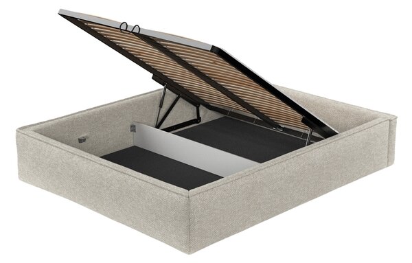 Maison de Rêve Šedobéžová čalouněná dvoulůžková postel ALVAR L 140 x 200 cm s úložným prostorem