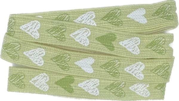Stuha bavlněná Love Hearts Sage pastelově zelená 15mm x 2m (7,-Kč/m)