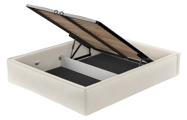 Maison de Rêve Béžová čalouněná dvoulůžková postel ALVAR L 160 x 200 cm s úložným prostorem