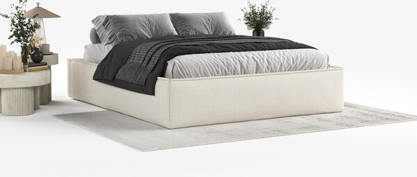 Maison de Rêve Béžová čalouněná dvoulůžková postel ALVAR L 160 x 200 cm s úložným prostorem