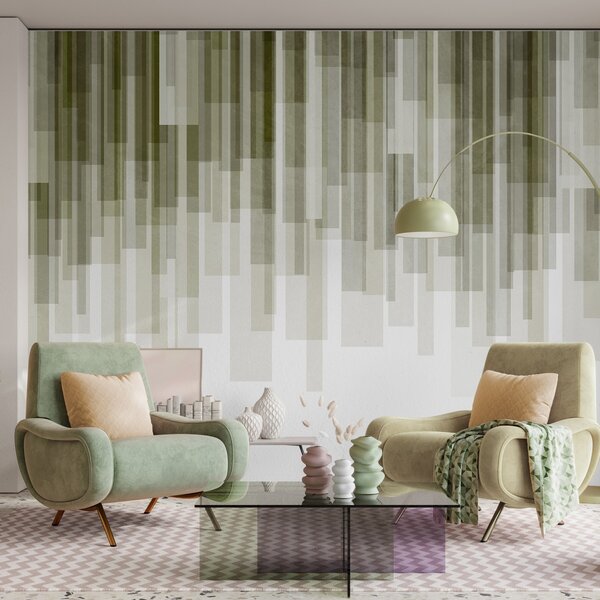 Fototapety Texturované svislé obdélníky s proměnlivou průhledností a v různých odstínech zelené,, Fototapety abstraktní, w09889 : uwalls.cz