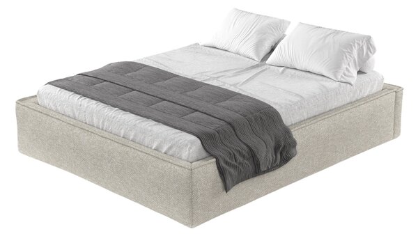 Maison de Rêve Šedobéžová čalouněná dvoulůžková postel ALVAR L 140 x 200 cm s úložným prostorem