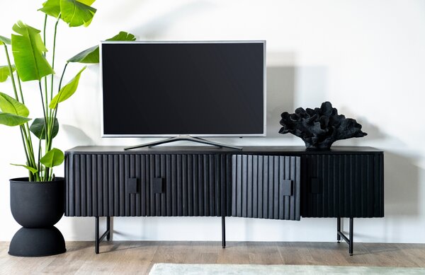 -25 % Dny MOMENTI– Eleonora Černý dřevěný TV stolek Remi 170 x 45 cm
